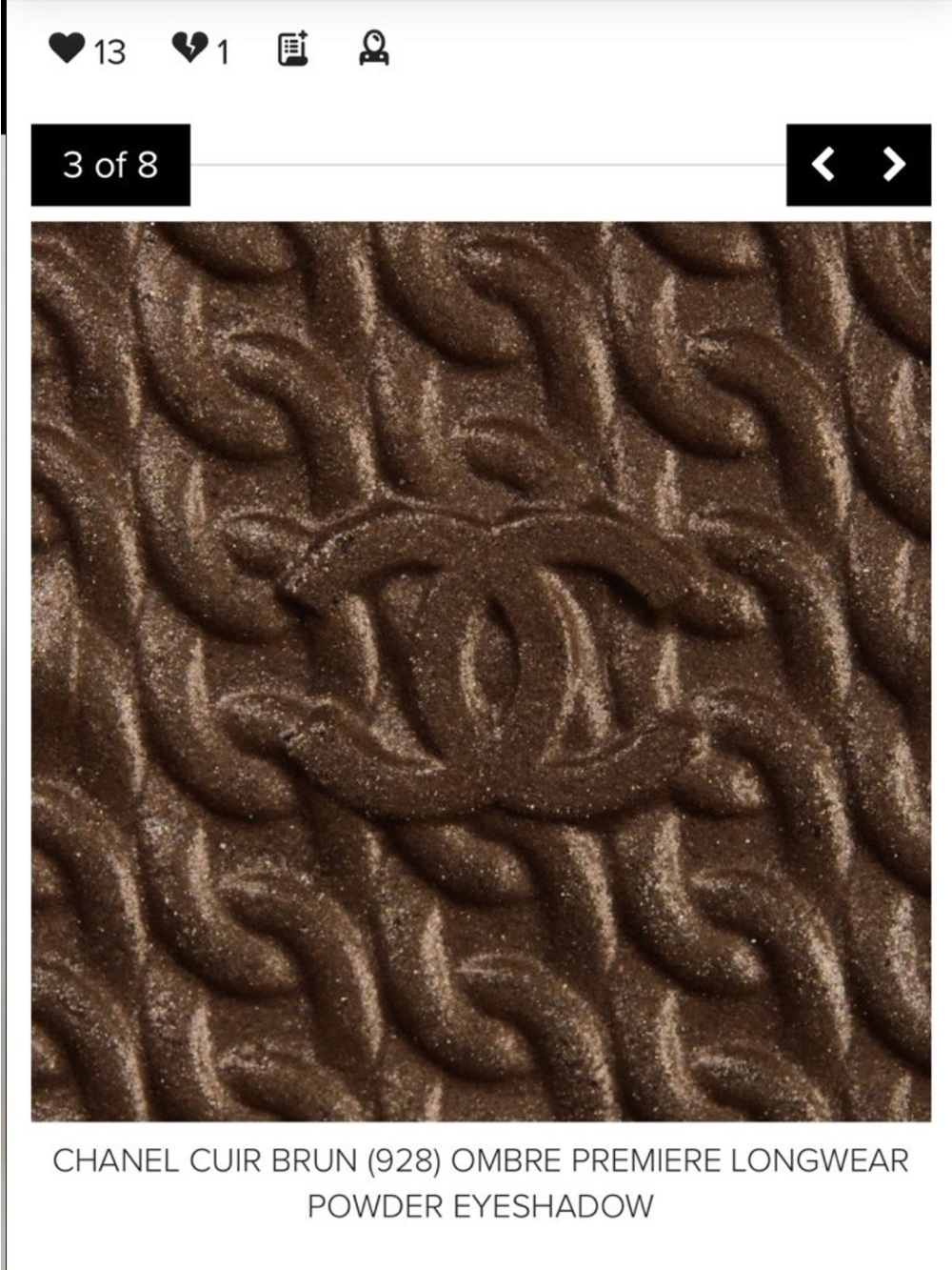 CHANEL CUIR BRUN  923 OMBRE Eye Shadow  From Chain COLLECTION LIMITED EDITION